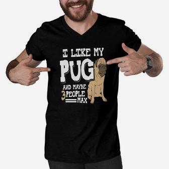 Pug Dog Daddy Men V-Neck Tshirt - Seseable