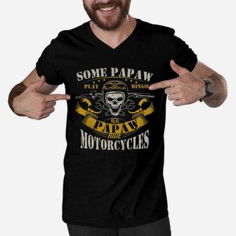 Real Papaw Ride Motorcycle Biker T Shirt Papaw Shirts Men V-Neck Tshirt - Seseable
