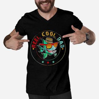 Reel Cool Dad Fishing Fathers Day Gifts From Son And Daughter Men V-Neck Tshirt - Seseable