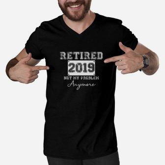 Retired 2019 Retirement Humor Grandma Grandpa Fathers Day Premium Men V-Neck Tshirt - Seseable