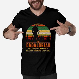 Retro The Dadalorian Definition Like A Dad Just Way Cooler Men V-Neck Tshirt - Seseable