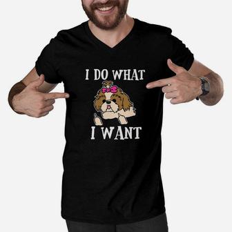 Shih Tzu Funny Dog Do What I Want Mom Dad Gift Men V-Neck Tshirt - Seseable