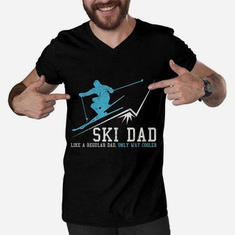 Ski Dad Funny Winter Sports Skiing Father Men V-Neck Tshirt - Seseable