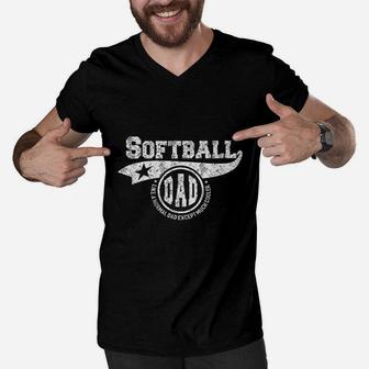 Softball Dad Fathers Day Gift Father Sport Men V-Neck Tshirt - Seseable
