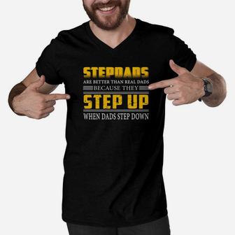 Step Dads Are Better Than Real Dads Fathers Day Gif Premium Men V-Neck Tshirt - Seseable