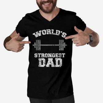 Strong Dad Gym Best Daddy Ever, dad birthday gifts Men V-Neck Tshirt - Seseable
