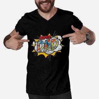Super Dad Comic For Fathers, best christmas gifts for dad Men V-Neck Tshirt - Seseable