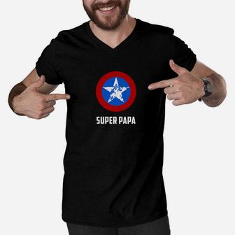 Super Papa Best Fathers Day Gifts For Dad Men V-Neck Tshirt - Seseable