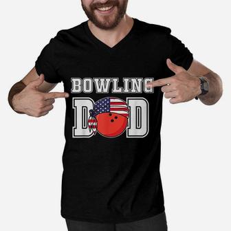 Ten Pin Bowlers Team Player Fathers Gifts For Bowling Dad Men V-Neck Tshirt - Seseable