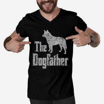 The Dogfather Australian Cattle Dog Funny Gift Men V-Neck Tshirt - Seseable