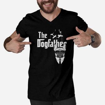 The Dogfather French Bulldog, best christmas gifts for dad Men V-Neck Tshirt - Seseable