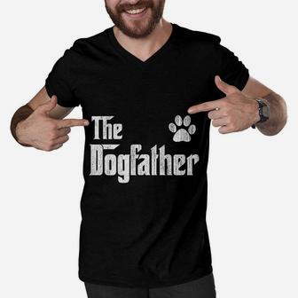 The Dogfather Gift For Dog Dad Gift For Men Best Dog Dad Paw Men V-Neck Tshirt - Seseable