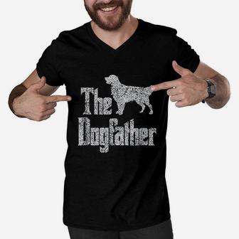 The Dogfather Golden Retriever Silhouette Men V-Neck Tshirt - Seseable