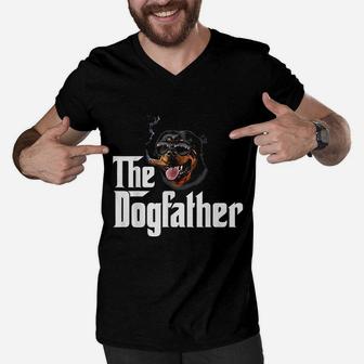 The Dogfather Rottweiler Funny Dog Owner Gift Dog Lover Men V-Neck Tshirt - Seseable