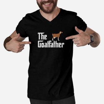 The Goatfather Funny Goat Lovers Gif For Dad Men V-Neck Tshirt - Seseable