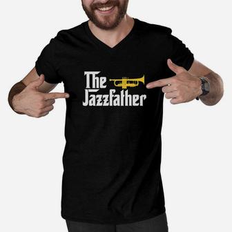 The Jazz Father Trumpet Player Gift For Dad Men V-Neck Tshirt - Seseable
