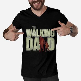 The Walking Dad Funny Cool Fathers Day Shower Gift Men V-Neck Tshirt - Seseable