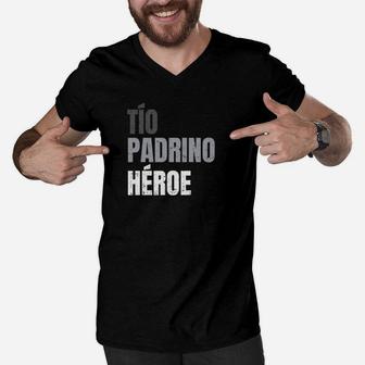 Tio Padrino Heroe Mens Uncle Godfather Hero Men V-Neck Tshirt - Seseable