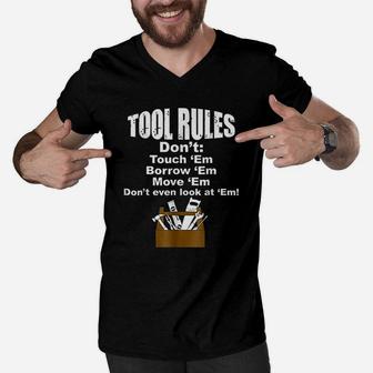 Tool Rules Funny Fathers Day Handyman Men V-Neck Tshirt - Seseable