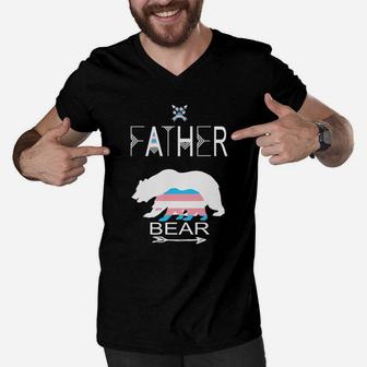 Transgender Father Bear For Dads Of A Trans Child Cool Shirt Men V-Neck Tshirt - Seseable