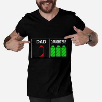 Triplet Dad Of Three Daughters Funny Fathers Day Gift Men V-Neck Tshirt - Seseable