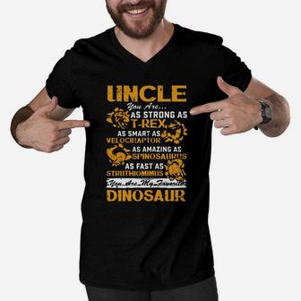 Uncle You Are As Strong As T Rex Father Day 2019 Men V-Neck Tshirt - Seseable