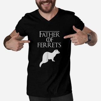 Unique White Father Of Ferret Lover Men V-Neck Tshirt - Seseable