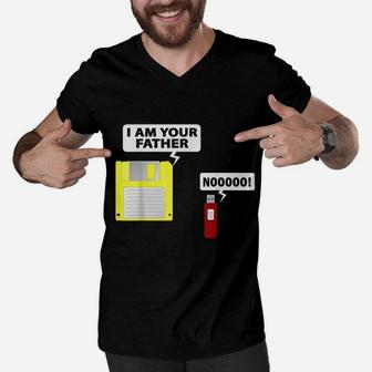 Usb Floppy Disk Funny Geek Computer Father Men V-Neck Tshirt - Seseable
