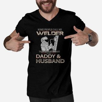 Welder Husband And Daddy, best christmas gifts for dad Men V-Neck Tshirt - Seseable