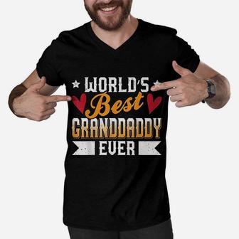 World S Best Granddaddy Ever I Love My Granddaddy Men V-Neck Tshirt - Seseable