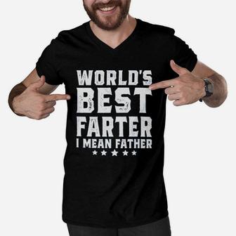 Worlds Best Farter I Mean Father Fathers Day Men V-Neck Tshirt - Seseable