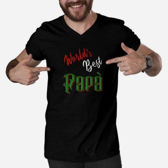Worlds Best Papa Fathers Day, best christmas gifts for dad Men V-Neck Tshirt - Seseable