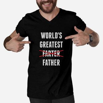 Worlds Greatest Farter I Mean Father Funny Dad Gifts Men V-Neck Tshirt - Seseable