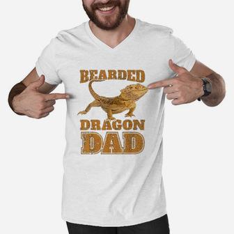 Bearded Dragon Dad Gift Bearded Dragon Papa Father Men V-Neck Tshirt - Seseable