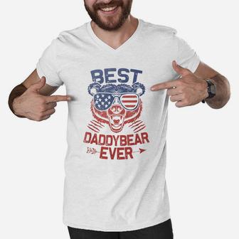 Best Daddy Ever For Daddy Bear 4th Of July Fathers Day Shirt Men V-Neck Tshirt - Seseable