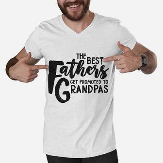 Best Fathers Get Promoted To Grandpas Men V-Neck Tshirt - Seseable