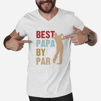 Best Papa By Par Golf, best christmas gifts for dad Men V-Neck Tshirt - Seseable