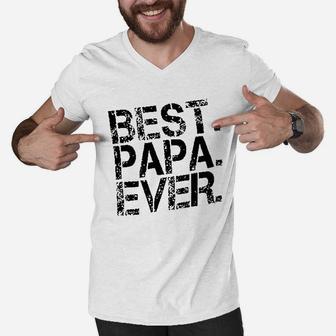 Best Papa Ever Worlds Best Dad Crewneck Men V-Neck Tshirt - Seseable