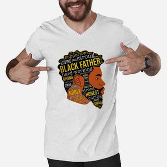 Black Father Supportive Loving Strong Giving Noble Men V-Neck Tshirt - Seseable