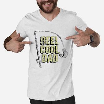 Cool Fishing Dad Funny Fathers Day Gift For Fisherman Men V-Neck Tshirt - Seseable
