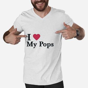 Custom I Love My Pops Dad Father Papa Men V-Neck Tshirt - Seseable
