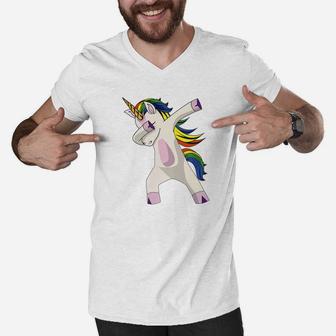 Dabbing Unicorn Gift For Daughter Son Granddaughter Daddy Premium Men V-Neck Tshirt - Seseable