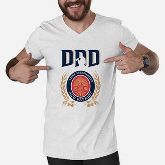 Dad A Fine Firefighter And Patriot Father s Day Shirt Men V-Neck Tshirt - Seseable