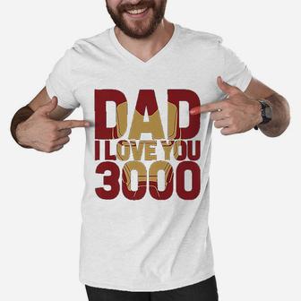 Dad I Love You 3000 Text Fill Fathers Day Men V-Neck Tshirt - Seseable
