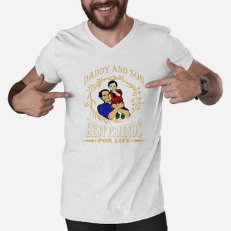 Daddy And Son Are Best Friend Men V-Neck Tshirt - Seseable