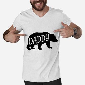 Daddy Bear Gift For Father Dad, dad birthday gifts Men V-Neck Tshirt - Seseable