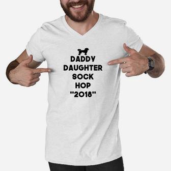 Daddy Daughter Sock Hop 2018 Poodle Shirt Sock Hop Dance Men V-Neck Tshirt - Seseable