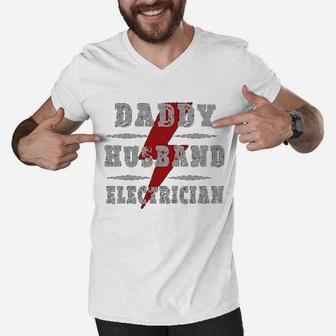 Daddy Husband Electrician, best christmas gifts for dad Men V-Neck Tshirt - Seseable