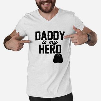 Daddy Is My Hero Military Dog Tags Men V-Neck Tshirt - Seseable
