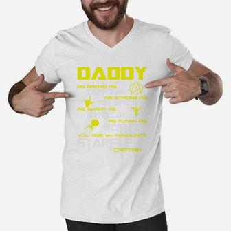 Daddy Super Star Dad Papa Hero Fathers Day Gift Trek Men V-Neck Tshirt - Seseable